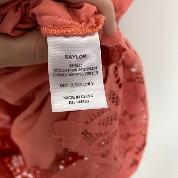 Saylor Louisa Lace Midi Dress Womens Small Short Sleeves Floral Pink milkmaid - Picture 6 of 8